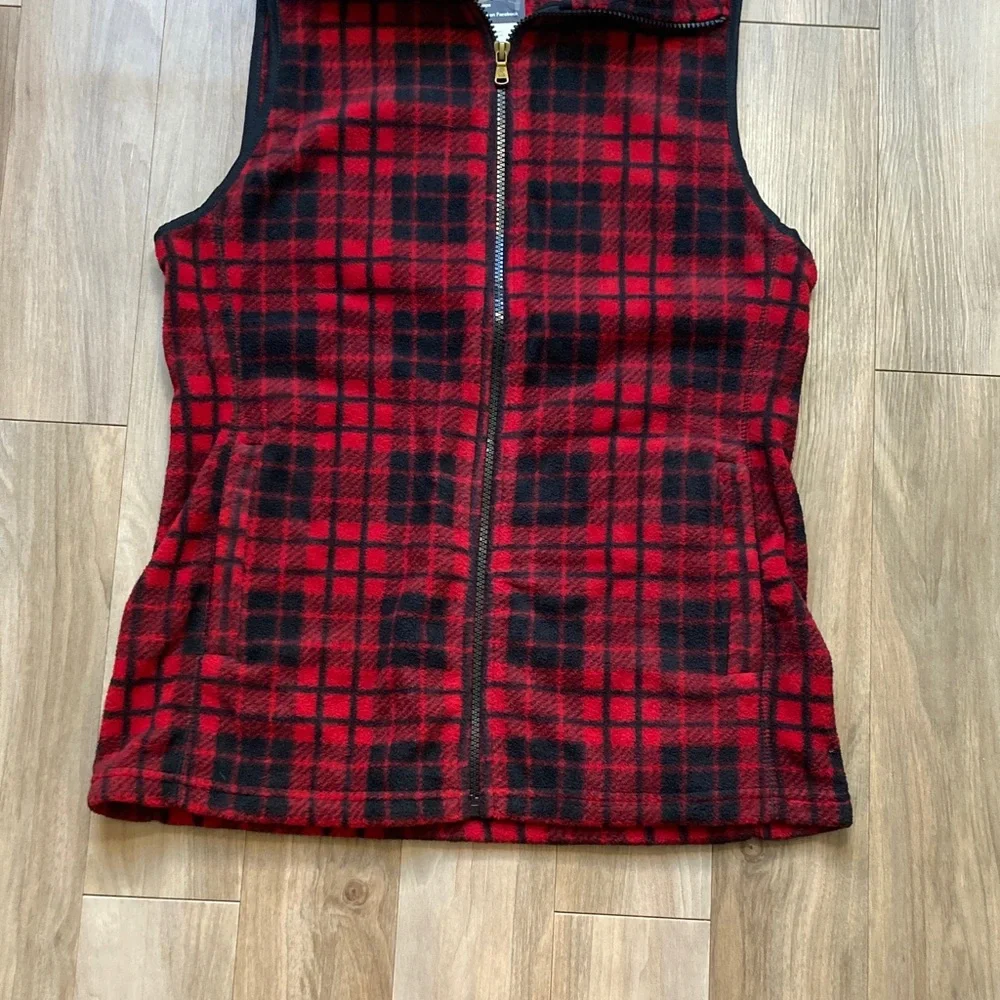 Chaps vest fleece checkered plaid print zip front vest with pockets S - Picture 5 of 17